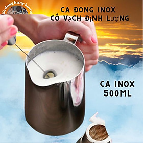 ca inox có vạch định lượng đánh milk foam, đánh sữa lạnh chuyên dụng cụ pha chế trà sữa bartender