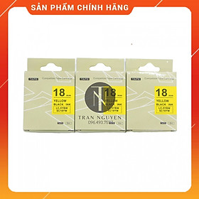 [Combo 3 hộp] Nhãn in Tepra SC18YW (LC-5YBW) - Chữ đen nền vàng 18mm x 8m - Hàng nhập khẩu