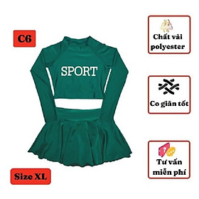 Đồ bơi tay dài cho bé gái kín đáo từ 30-50kg - Áo lửng tay dài chân váy cạp cao - Kiến Lửa