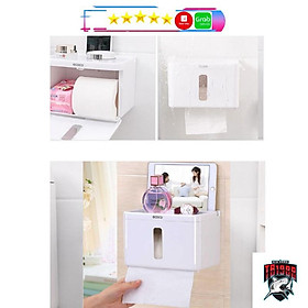 HỘP TREO ĐỰNG GIẤY VỆ SINH DÁN TƯỜNG, CHỐNG NƯỚC, CÓ KHAY ĐỂ ĐỒ, ECOCO1613