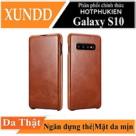 Bao da leather chống sốc cho Samsung Galaxy S10 hiệu XUNDD Gra Series có ngăn đựng thẻ Card ATM visit cao cấp Bảo vệ toàn diện 360 độ, Smartsleep thông minh - hàng nhập khẩu