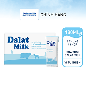 Thùng 48 hộp sữa tươi tiệt trùng Dalatmilk vị tự nhiên 180 ml (180 ml x 48)