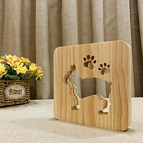 Dog Paw Wood Bedside Lamp, 3D Illusion Optical Night Light, Personalized LED Bedroom Decor Best Valentine's Day Wedding Birthday Gifts