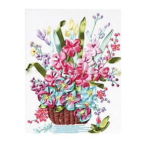 DIY Ribbon Embroidery Kit Flower Cross Stitch Crafts Wall Arts Ornaments