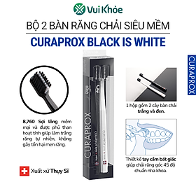 CURAPROX Black is White - Bộ 2 Cây Bàn Chải Trắng Răng | Hộp 2 cây | Mã SP 73327508
