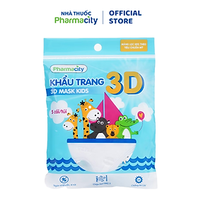 Khẩu trang y tế 3D Pharmacity màng lọc N95 lọc bụi mịn và vi khuẩn (Gói 5 cái)