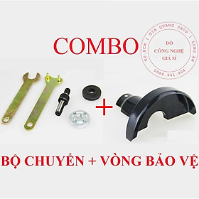 Combo Bộ chuyển máy khoan thành máy mài + Vòng bảo vệ