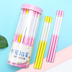 Shaoze culture hexagonal pen wood HB pencil sketch drawing student pencil pink barrel 50 / barrel