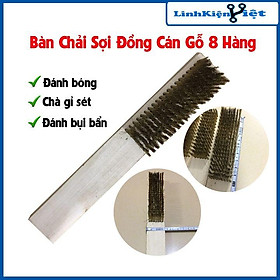 Mua Bàn chải sắt mạ đồng 3  4  5  6  8 hàng cán gỗ kích thước 200mm chuyên đánh gỉ làm sạch bề mặt kim loại