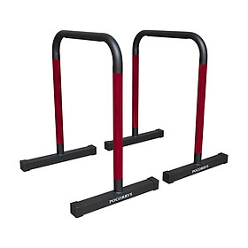 Xà kép Parallettes Dip Bars cao 83cm, Pocorrys PADS-01, Màu đen sọc đỏ