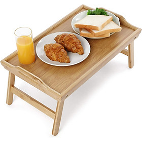 Bàn Ăn Mini Chân Gấp Gọn, Khay Đa Năng, Bàn Ăn Sáng Trên Giường, Di Động, Tiện Lợi - 50x30x20 cm