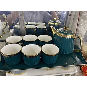 bộ tách trà xanh và trắng cao cấp viền vàng ( 4 phân loại)