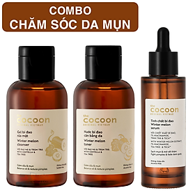 Bộ 3 Chăm sóc da mụn Cocoon Gel rửa mặt bí đao 140ml + Toner bí đao 140ml