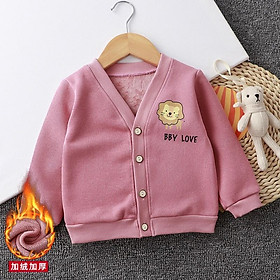 Áo cardigan lót lông mềm mịn và ấm áp, áo khoác nhẹ thu đông cho bé trai và bé gái size từ 3 tháng đến 6 tuổi