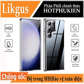 Ốp lưng chống sốc cho Samsung Galaxy S23 Ultra S22 S21 FE Ultra Z Flip 3 4 Fold 3 4 Note 10 Plus Lite hiệu Likgus Crashproof mặt lưng cường lực viền dẻo chống ố vàng - Hàng nhập Khẩu