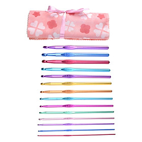 14x Crochet Hooks Set with Storage Case Comfortable Multicolor Craft Yarn Tools Sewing Project Aluminum Crochet Hooks for Adults Women