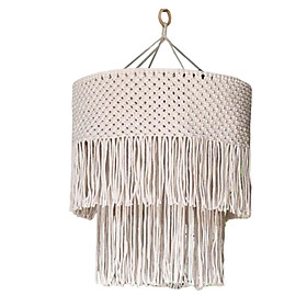 Macrame Lamp Shade Pendant Light Shade Replacement Gift Pendant Light Cover Handmade Woven Tassel Lampshade Chandelier Cover for Party Decor