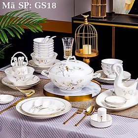 Mua Bộ bát đĩa SỨ XƯƠNG 45%  Bộ bát ăn cơm Hoa Ngọc Lan 34 và 60 chi tiết  Hàng Nhập khẩu cao cấp  An toàn tuyệt đối cho sức khỏe