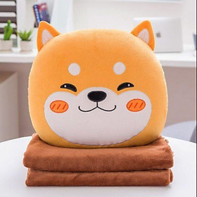 Bộ chăn gối văn phòng hình thú tròn đáng yêu cún vàng