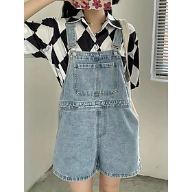Quần Yếm Short Jeans Nữ Phối Túi Trước Trẻ Trung Năng Động 3 Màu Fullsize