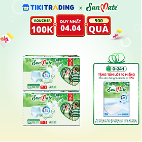 [Mẫu mới] Combo 2 Tã quần SunMate siêu mềm mại G1 mới size XL-14+2 miếng