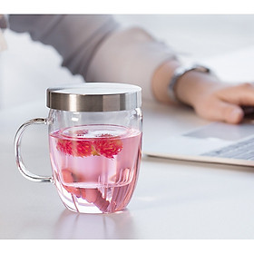 Mua Ly lọc trà thủy tinh chịu nhiệt lõi thủy tinh 360ml - 500ml - Cốc trà thủy tinh có lõi lọc S011B