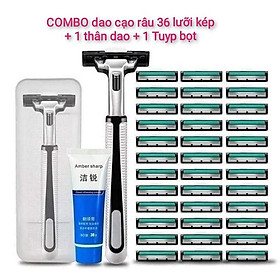 COMBO Ví ARA Da Bò Cao Cấp Kiểu Đứng, May Thủ Công Và Dao Cạo Râu 38 món