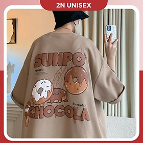 Áo thun tay lỡ form rộng - phông nam nữ cotton oversize - T shirt Bánh Chocola - 2N Unisex