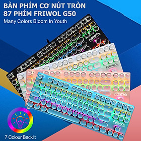 Bàn Phím Cơ Phím Tròn | Top bán chạy Lazada Shopee Sendo Tiki 72 Bàn phím cơ nút tròn 87 phím FRIWOL G50 - MÀU ĐEN - Hàng Chính Hãng