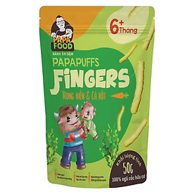BÁNH ĂN DẶM PAPAFOOD PAPAPUFFS - FINGERS VỊ RONG BIỂN VÀ CÀ RỐT - 100% NGŨ CỐC HỮU CƠ