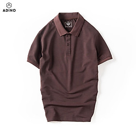 Áo polo nam ADINO màu đen phối viền chìm vải cotton co giãn dáng công sở slimfit hơi ôm trẻ trung AP80