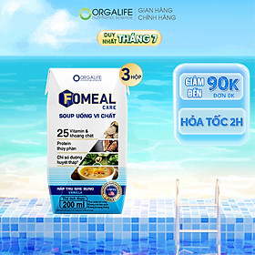 Lốc 3 hộp Soup uống vi chất Fomeal Care 200ml/hộp - Thay thế bữa ăn, dễ hấp thu, ổn định đường huyết, tăng sức đề kháng
