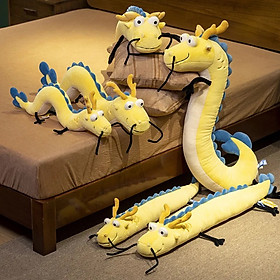 Thú nhồi bông con rồng vô tri có râu - Size từ 70cm đến 115cm - Quà tặng gấu bông con rồng nằm cong cong êm mịn