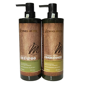 Bộ dầu gội xả phục hồi siêu mượt tóc Masaroni Rich Biotin Collagen repair 800ml*2