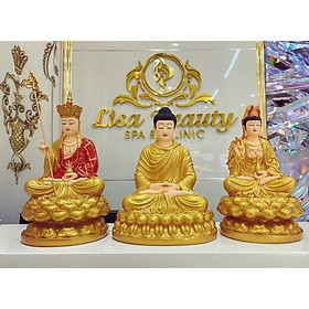 Bộ 03 tượng tam thánh ngồi 30cm nhủ vàng