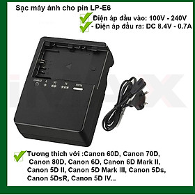 Mua 1 SẠC DÙNG CHO PIN MÁY ẢNH CANON LP-E6 (LC-E6E)  SẠC DÂY - HÀNG NHẬP KHẨU