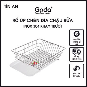 Mua Rổ Inox 304 Úp Chén Dĩa Có Mâm Hứng Nước Loại Trượt Goda PT970
