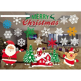 Decal trang trí Noel Hít Tĩnh Điện - Ông già noel và tuần lộc đỏ