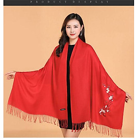 Khăn len Cashmere nữ thêu hoa