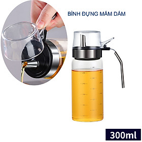 Bình đựng nước mắm, dấm, dầu ăn và gia vị đa năng khác 300ml-500ml bằng thủy tinh có nắp đạy thông minh