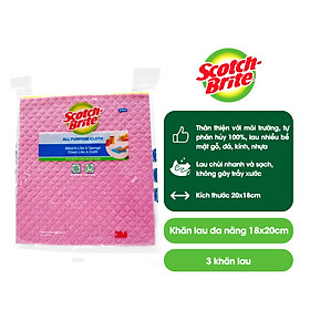 Combo 3 Khăn lau đa năng Scotch-Brite 3M 20x18cm không gây trầy xước