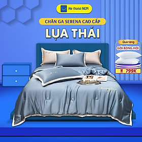 Bộ Chăn Ga Gối 5 Món Cao Cấp Lụa Phi Cotton SERENA Chính Hãng
