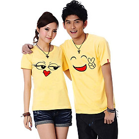 Bộ Áo Thun Đôi Nam Nữ Emotions Màu Vàng