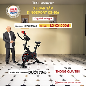 Xe đạp tập KINGSPORT KS-106 khung,  khung sườn chắc chắn, tích hợp đồng hồ đo lường chỉ số, cân nặng phù hợp từ dưới 70kg