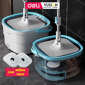 Mua Bộ Cây Lau Nhà Tách Nước Bẩn Thông Minh Deli  Chổi Lau Nhà Xoay 360 độ 2 Ngăn Kèm Bông Lau