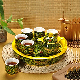 Mua Bộ ấm chén chống bỏng hai lớp  bộ ấm chén trà gốm sứ Kung Fu ấm chén trà khay trà ACT36