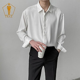 Áo Sơ Mi Nam Nữ Dài Tay Màu Trắng, đen Lụa Unisex Basic Form Rộng Suông Học Sinh Mịn Mát