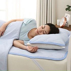 Drap bảo vệ nệm 1m x 2m màu xanh dương mát mẻ tiện ích-Hàng Xuất Dư cao cấp