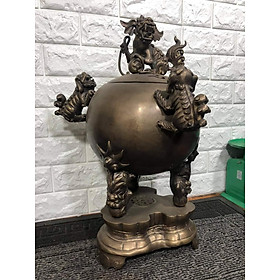 Mua Bộ Đỉnh Thất Lân vờn Cầu đúc đồng trang trí nhà cửa phong thuỷ  cao 50cm nặng 15kg
