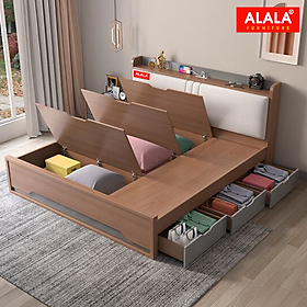 Giường ngủ ALALA14 (1m8 x 2m) cao cấp/ Miễn phí vận chuyển và lắp đặt/ Đổi trả 30 ngày/ Sản phẩm được bảo hành 5 năm từ thương hiệu ALALA/ Chịu lực 700kg